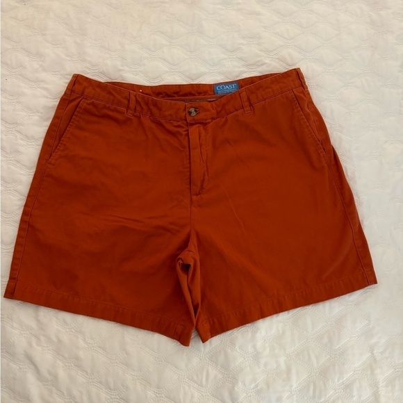 COAST PAWLEYS TWILL SHORTS 38. 7” inseam. Flat front chino rust orange - Picture 1 of 7